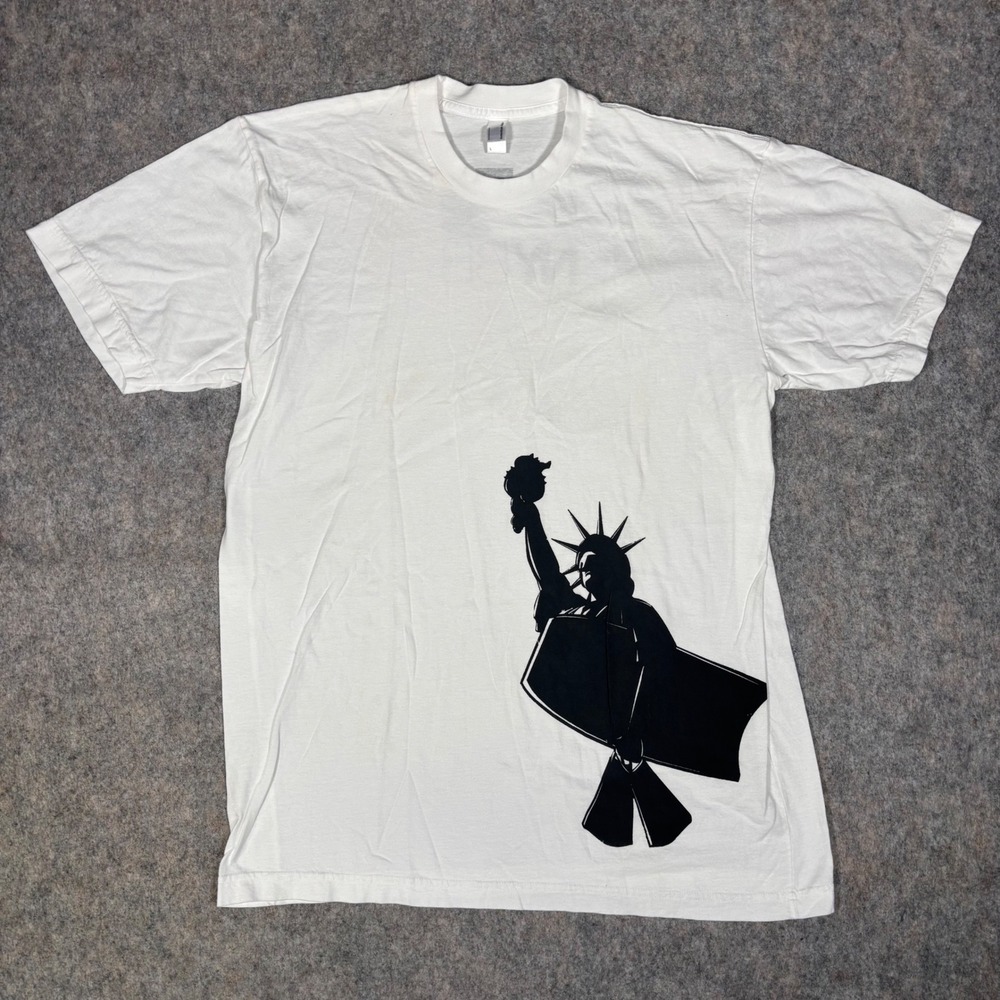 Bodyboarding T-Shirt Mens L NYBB American Apparel Statue of Liberty Tee USA Fins